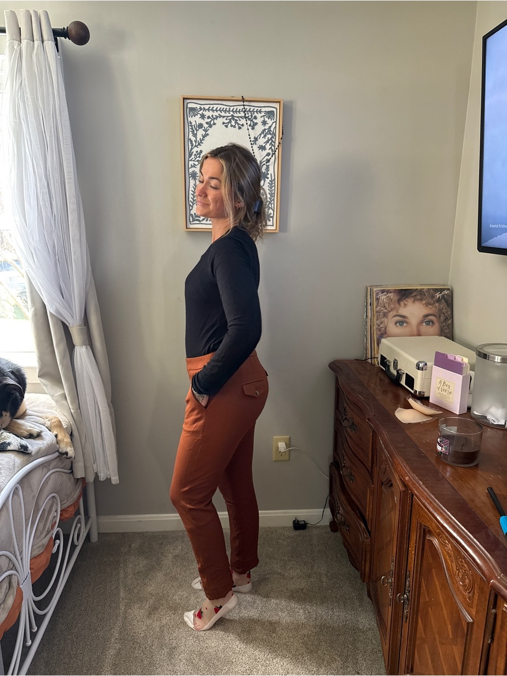 Jules & Leopold Rust Brown Cropped High-Rise Pants